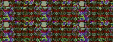 Yeşil ve gri renkli Asya tekstili. Suluboya çiçekli çiçek deseni. Raster illüstrasyonu.