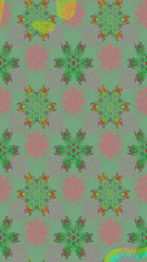 Yumuşak, bahar çiçekli arka plan. Çiçekli karalama şeklinde Raster çiçek deseni. Yeşil ve gri renkte çiçekler.