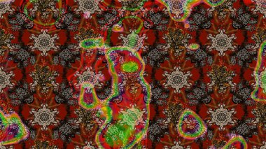 Raster Güzel kumaş deseni. Raster suluboya deseni, narin çiçekler, kahverengi ve kırmızı çiçekler, tebrik kartı şablonu..