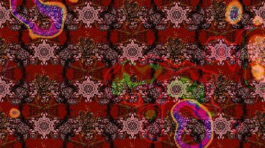 Yumuşak, bahar çiçekli arka plan. Çiçekli karalama şeklinde Raster çiçek deseni. Kırmızı ve kahverengi renkte çiçekler.