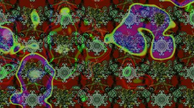 Renkli Bahar Teması eskiz kalıbı. Raster illüstrasyonu. Kırmızı ve yeşil renkte zarif çiçekli suluboya. Düz Çiçek Elementleri Tasarımı.