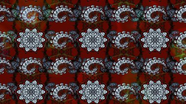 Kırmızı ve siyah renkte çiçekler. Raster illüstrasyonunda çiçek deseni çizimi.