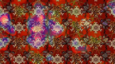 Kırmızı ve kahverengi renkte çiçekler. Raster düz çiçek çizim deseni. Tasarım hediye paketi, tebrik kartları, posterler ve afiş tasarımı.