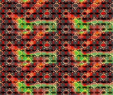 Flowers of the valley on black and red colors. Raster sketch floral pattern.