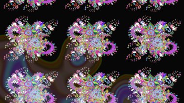 Tekrar eden çiçek arkaplanı, zarif siyah ve kahverengi çiçek duvar kağıdı. Siyah ve kahverengi renkler üzerine çiçek desenli eskiz, el yapımı papatyalar, papatyalar..