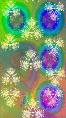 Raster illüstrasyonu. Miles Fleur, süslü püslü bir süs. Tomurcukları papatya çiçekleri olan sevimli bir çiçek deseni. Eski usul. Kumaş, tekstil, duvar kağıdı baskısı için. Taslak arkaplan.