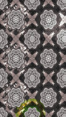 Üzerinde gelincikler ve vadi zambakları olan renkli çiçek desenli nakış deseni. Tekstil tasarımı için gri ve bej renkli geleneksel halk çiçekleri buketi.