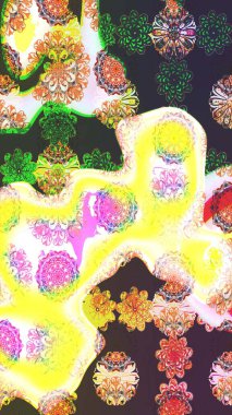 Raster Yumuşak kumaş deseni. Klasik taslak çizimi. Raster çiçek izi. Çiçek sarısı ve nötr çizim deseni.