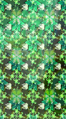 Raster çiçek desenleri çiziyor. Vadinin yeşil renkli çiçekleri.