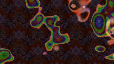 Suluboya elle çizilmiş çiçek desenli eskiz deseni. Parlak renkli fantezi çiçekleri, yapraklar, kahverengi ve siyah renkli tomurcuklar kahverengi ve siyah.