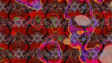 Raster çiçek desenli çiçek deseni, yapraklar, dekoratif elementler, sıçrama, lekeler, el çizimi kontur çizgileri ve Doodle çizim stili, grafik raster çizim çizimi.