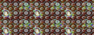 Çiçek desenli eskiz. Kahverengi ve gri renkli çiçekler. Tişört baskısı için çiçek boyama rasteriName.