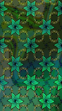 Renkli yeşil ve mavi çizim kalıpları. Yeşil ve mavi renkte çiçekler. Tekstil ve kapak tasarımı için mükemmel. Elle çizilmiş sonbahar çiçeği deseni. Doodle tarzı.