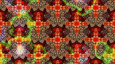 Raster çiçek desenleri çiziyor. Vadinin kırmızı ve bej rengi çiçekleri.