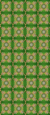 Klasik raster şablonu. Tekrarlayan elementlerle kusursuz soyut arkaplan. Yeşil, bej, kahverengi ve altın desenli.