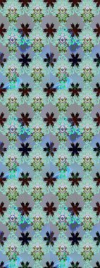 Raster illustration. Flowers on blue and gray colors. Tropical seamless floral pattern.