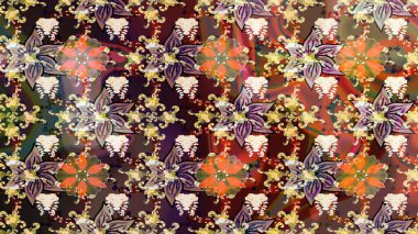 Klasik çiçek tasarımı elementleri. Kahverengi ve bej renkli kıvırcık çiçekler kahverengi ve bej renklerde. Raster illüstrasyonu.