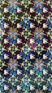 Mavi renkte güzel çiçekli eskiz deseni, suluboya çiçek deseni, duvar kağıdı, kart ya da kumaş için fayanslı. Raster..