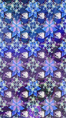 Çiçek ve yapraklı çiçek deseni. Küçük çiçekli şirin bir desen. Raster illüstrasyonu.