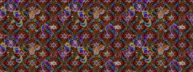 Düz Çiçek Elementleri Tasarımı. Raster Illustrasyon 'daki Çiçek Deseni' nin son moda çizimi. Güzel kumaş deseni. Renkli Yaz Teması çizim şablonu.