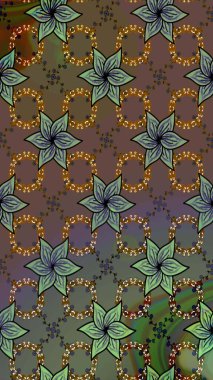 Soyut etnik raster çizim kalıbı. Kabile sanatı boho baskısı, klasik çiçek arkaplanı. Arkaplan dokusu, duvar kağıdı, kahverengi renkli çiçek teması.