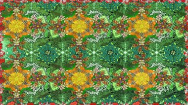 Tomurcukları papatya çiçekleri olan sevimli bir çiçek deseni. Eskiz geçmişi. Raster illüstrasyonu. Eski usul. Miles Fleur, süslü püslü bir süs. Kumaş, tekstil ve duvar kağıdı baskısı için..