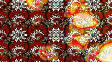 Raster illüstrasyonu. Tekstil veya kitap kapakları, imalat, duvar kağıtları, baskı, hediye paketi ve yapıştırma kitabı için çiçek eskizi geçmişi. Küçük ölçekli çiçeklerdeki basit sevimli desen.