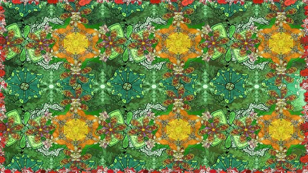 Eski usul. Tomurcukları papatya çiçekleri olan sevimli bir çiçek deseni. Raster illüstrasyonu. Eskiz geçmişi. Miles Fleur, süslü püslü bir süs. Kumaş, tekstil ve duvar kağıdı baskısı için..