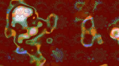 Kırmızı ve kahverengi kıvırcık çiçekler kırmızı ve kahverengi renklerde şekillenirler. Klasik çiçek tasarımı elementleri. Raster illüstrasyonu.