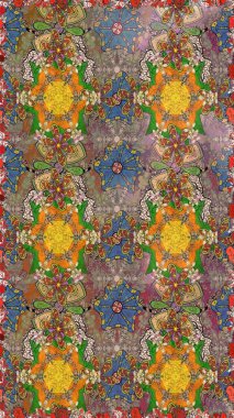 Kahverengi renkte manzaralı çiçek deseni. Sevgililer günü ve tebrik kartı konsepti için şık bir davetiye. Çiçek kompozisyonu, el boyası, hassas şablon. Üst görünüm, yumuşak biçim.