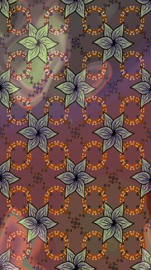 Kahverengi renkli çiçekler. Renkli Bahar Teması eskiz kalıbı. Raster illüstrasyonundaki çiçek desenli çizim. Düz Çiçek Elementleri Tasarımı.