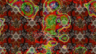 Renkli Bahar Teması eskiz kalıbı. Raster. Düz Çiçek Elementleri Tasarımı.