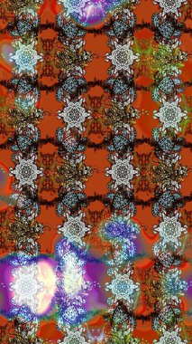 Eskiz klasiği. Düz Çiçek Elementleri Tasarımı. Renkli Bahar Teması eskiz kalıbı. Raster Şirin kumaş deseni.