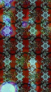 Küçük çiçekte hoş bir çiçek deseni var. Parlak çiçekli kahverengi ve kırmızı renkler üzerine soyut çizim deseni. Çiçek elementli zarif raster dokusu..