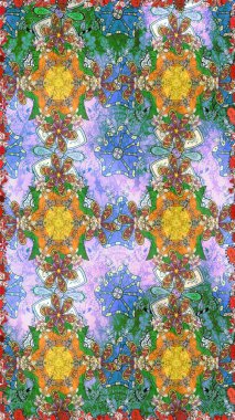 Raster deseni. Ağaç dallı bahar çiçekleri, çiçek siluetiyle nötr renkler.