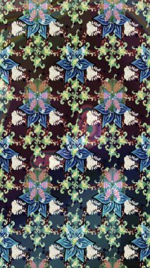 Düz Çiçek Elementleri Tasarımı. Güzel kumaş deseni. Raster Illustrasyon 'daki Çiçek Deseni' nin son moda çizimi. Renkli Yaz Teması çizim şablonu.