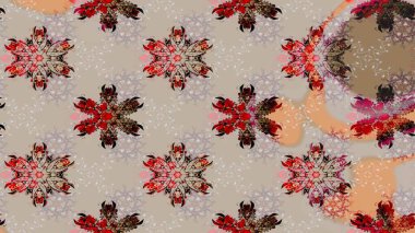 Renkli Bahar Teması eskiz kalıbı. Çiçek deseni. Düz Çiçek Elementleri Tasarımı. Raster çizimi. Güzel kumaş deseni..