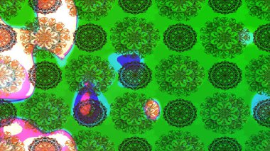 Eskiz arkaplan modeli. Raster - stok. Yapraklı çiçekler ve yeşil renkli papatya çiçekleri..