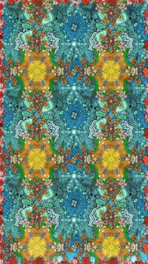 Kızılderili desenli desenli desenli şal deseni. Tekstil, tebrik kartı, boyama kitabı, telefon kılıfı baskısı için kullanılabilir. Raster Henna dövme stili. Etnik Mandala süsü.