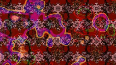 Raster. Güzel suluboya çiçekler, parlak resimler ilham verici ve kahverengi çiçek desenli eskiz arka planı.