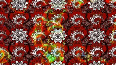 Kırmızı ve kahverengi renkte zarif çiçekli suluboya. Düz Çiçek Elementleri Tasarımı. Renkli Bahar Teması eskiz kalıbı. Raster illüstrasyonu.