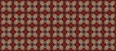 Kusursuz altın desen. Kırmızı ve kahverengi renklerde altın elementlerle kusursuz desen. Raster doğulu süsü.