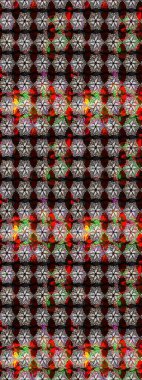 Eski usul. Eskiz geçmişi. Raster illüstrasyonu. Kumaş, tekstil, duvar kağıdı baskısı için. Renkli desenli eskiz deseni, kahverengi ve siyah çiçekler ve dekoratif elementler.