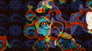 Raster deseni. Karalama çiçekleri çizim kalıbı. Sanat esinlenir ve gri renkli çiçekler ve arkasında iz bırakır. Kahverengi ve gri el çizimi desen.