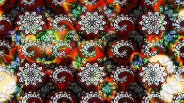 Modaya uygun kumaş deseni. Sevimli çiçek raster deseni. Renkli Yaz Temalı eskiz kalıbı. Düz Çiçek Elementleri Tasarımı.