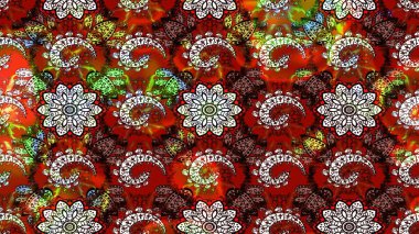 Raster illüstrasyonu. El çizimi. Çiçekli, yapraklı, çiçek desenli çizim..