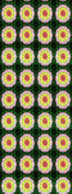 Düz Çiçek Elementleri Tasarımı. Yeşil ve sarı renkli çiçekler. Sevimli çiçek raster deseni. Renkli Bahar Teması Kusursuz Arkaplan.