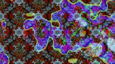 Çizim kalıbı. Raster illüstrasyonu. Ultraviyole kumaş deseni. Organik motif arkaplanı.