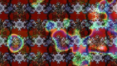 Ağaç dallı bahar çiçekleri ile desen, kırmızı ve kahverengi renkler ile çiçek silueti. Raster deseni.