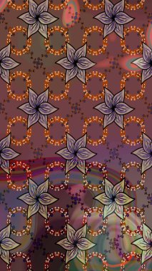 Zarif, parlak ve eskiz kahverengi ve bej desenli çiçek deseni tasarımı. Raster. Sabıka baskıları, bebek kıyafetleri, duvar kâğıtları, paket kutuları vb..